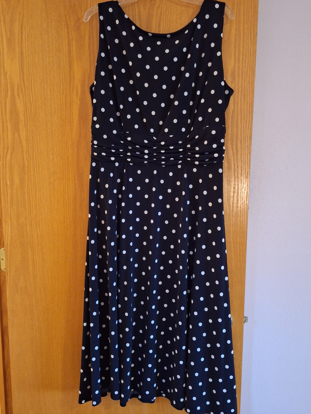 Classic Navy Polka Dot Sleeveless Dress